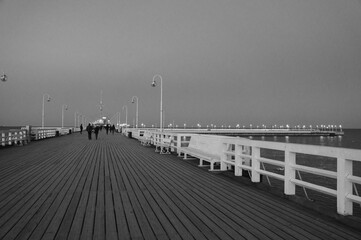 Fototapeta premium Sopot pier, molo in Sopot, the longest wooden pier, baltic sea