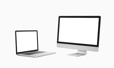 Laptop and computer display mockup isolated