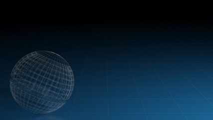 Sphere white grid on blue background - 3D rendering illustration