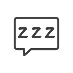 Tiempo de dormir. Logotipo con letras zzz en burbuja de habla en color gris