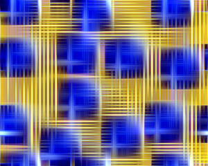 Blue golden lights, abstract background with squares