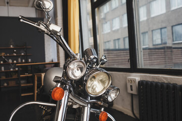 Fototapeta na wymiar vintage motorcycle headlight.