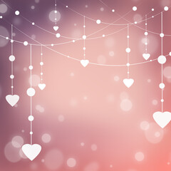 garland of hearts on a colored background