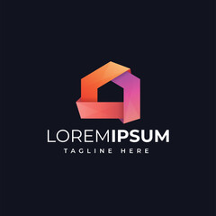 Modern house colorful logo vector template