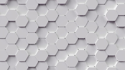 Bright white abstract hexagon wallpaper or background - 3d render
