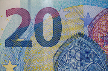 the detail of the 20 euro banknote