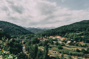 mountains of sadernes on a cloudy summer day in spain