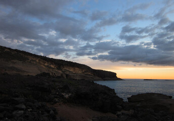 Fototapeta na wymiar Seascape with sunset in the South of Tenerife Island. Canary Islands. Spain.