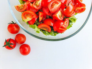tomato and salad. Salad with tomatoes and lettuce. Fresh salad