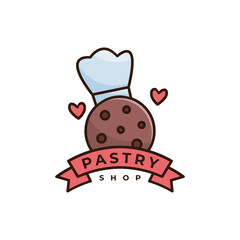 Cookie logo design with a chef hat combination and heart decoration
