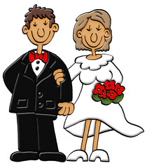 Hochzeit Paar Cartoon, Comic, Illustration, Braut & Bräutigam
