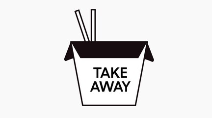 Vector Isolated Illustration of a Black and White Take Away Asian Food Box. Take Away Icon