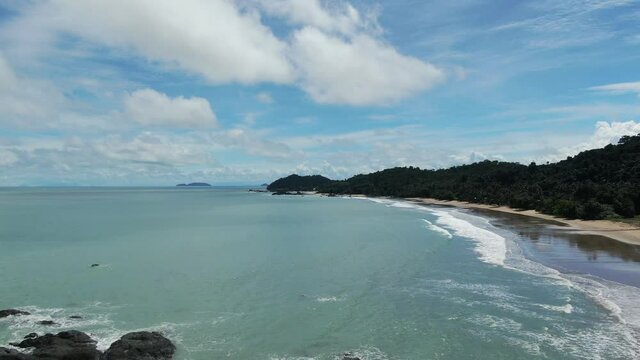The Telok / Teluk Melano Coastline and Beach at the most southern tip of the Tanjung Datu part of Sarawak and Borneo Island