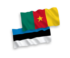 Flags of Cameroon and Estonia on a white background