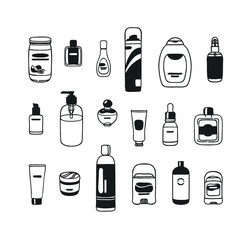 Hand drawn illustration beauty products. Actual bath drawing