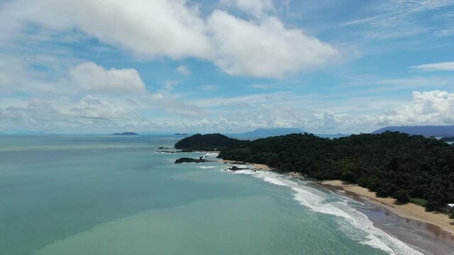 The Telok / Teluk Melano Coastline and Beach at the most southern tip of the Tanjung Datu part of Sarawak and Borneo Island