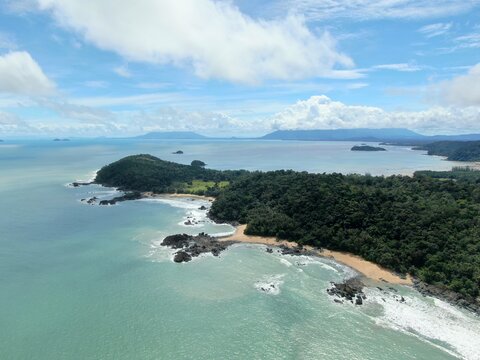 The Telok / Teluk Melano Coastline and Beach at the most southern tip of the Tanjung Datu part of Sarawak and Borneo Island