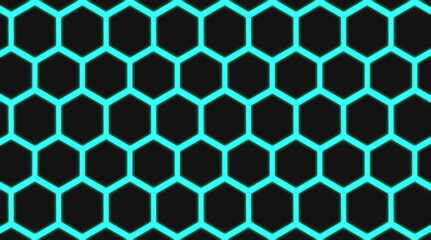 background of blue seamless hexagonal neon pattern