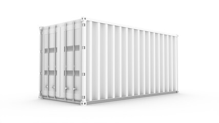 3D rendering white cargo container on white background