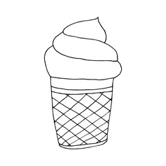 Hand drawn Ice cream food isolated on white background. Ice cream Vector illustration in doodle style. Freehand drawing