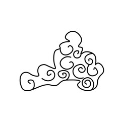 Vector cloud in doodle style.One simple sky.Illustration landscape for Chinese New Year with black line hand drawn.Design for menus,cards,stickers,prints,social networks,web.