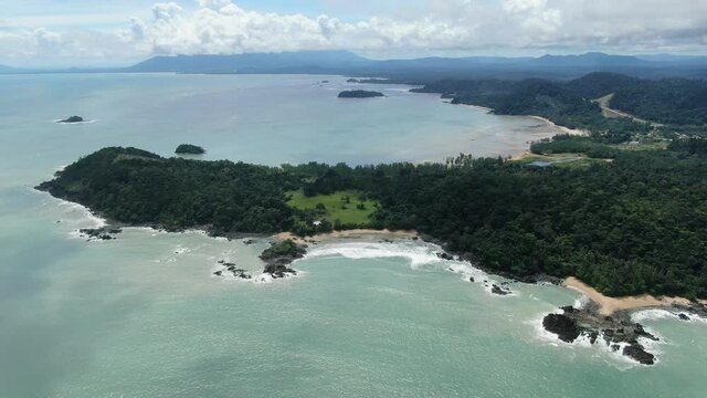 The Telok / Teluk Melano Coastline and Beach at the most southern tip of the Tanjung Datu part of Sarawak and Borneo Island