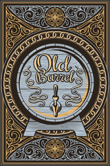 Old barrel  - ornate vintage decorative label