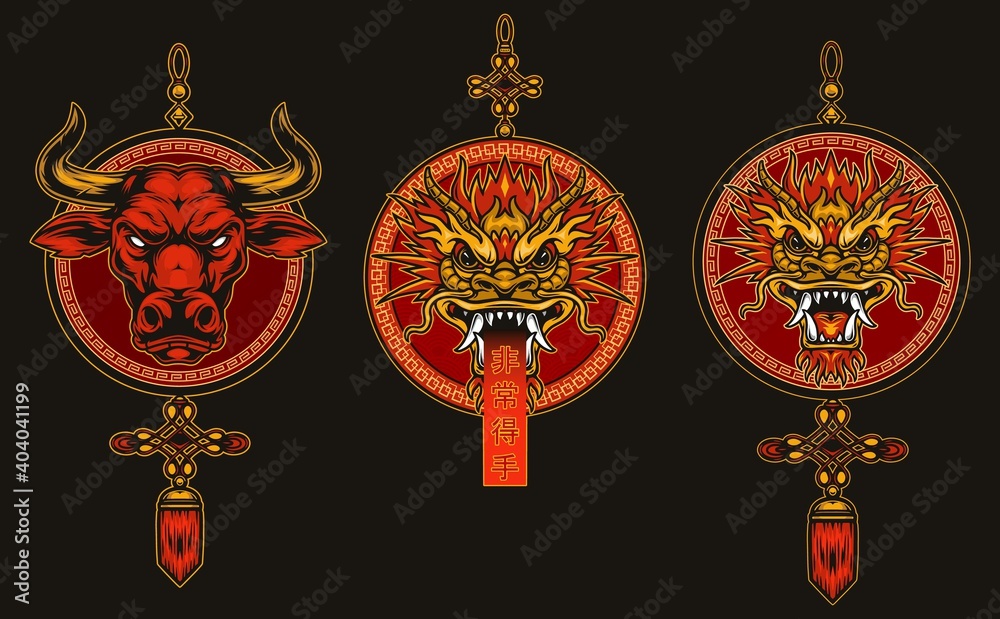 Wall mural Chinese New Year 2021 lucky pendants