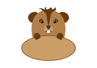 Marmota con cartel del día de la marmota. 