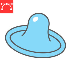 Condom color line icon, hiv and contraception, preservative sign vector graphics, editable stroke filled outline icon, eps 10.