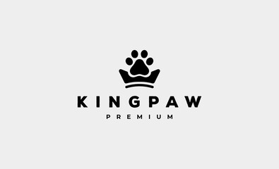 paw print crown logo Design Vector illustration