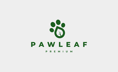 paw leaf foot print logo Design Vector illustration