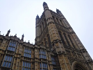 Fototapeta na wymiar Fragment of London Parliament Houses facade in London