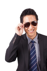 A happy young Business man with sunglasses 