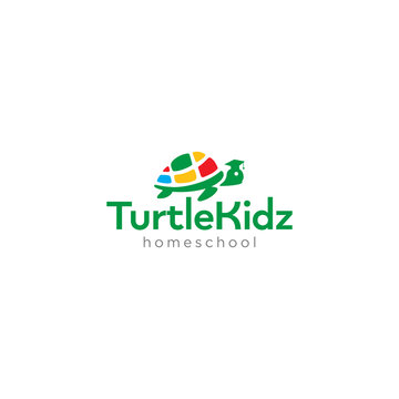 Turtle kids logo design template. education vector sign. turtle cute illustration