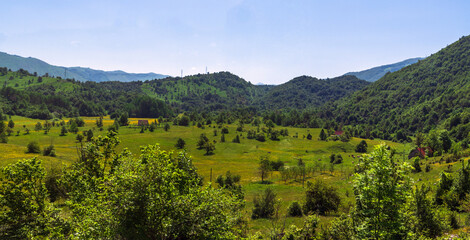 Fototapeta na wymiar Landscape with a village in north Montenegro