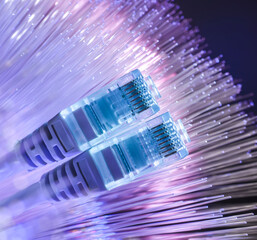 network cables with fiber optical background