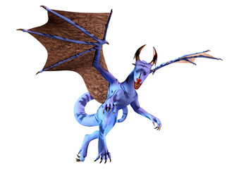 3D Rendering Fairy Tale Dragon on White