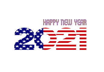 Obraz premium Happy New year 2021 with America Flag background in Number of 2021
