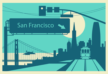 San Francisco California skyline postcard - 404061920
