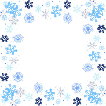 snowflake frame , new year banner, isolated winter square border