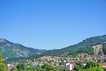Naklejka na ściany i meble Panoramic view of town Devin, Bulgaria