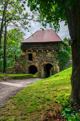 Fototapeta na wymiar A castle complex in Grodziec, Poland.