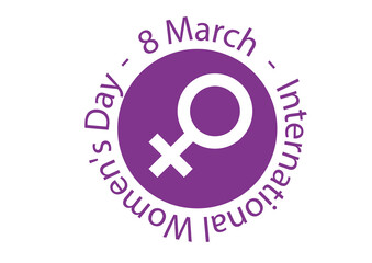 Round logo 8 March, International Women's Day - Violet