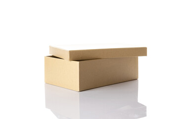 Box cardboard mockup. Brown carton package for shipping delivery isolated on white background. Carton delivery packaging, recycling brown boxes.