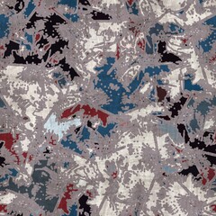 Naklejka premium Seamless red white and blue textured retro pattern. High quality illustration. Color blocked shapes in an old vintage look. Generic and versatile design useful for all types of surface design.