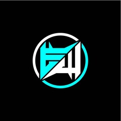 Modern minimalist design with the initials letter E W square and rings around it.