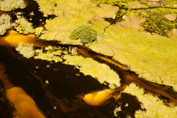 Aerial view to wild nature of Delta Okavango in Botswana.