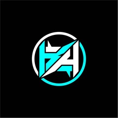 Modern minimalist design with the initials letter K H square and rings around it.