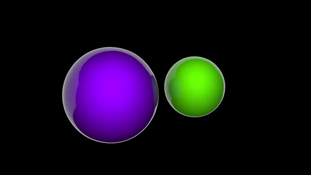 Potassium chloride (formula: KCl or ClK) is a metal salt composed of potassium and chloride. 3D render. Seamless loop. Isolated and rotating on black background.Ball and Stick chemical structure model
